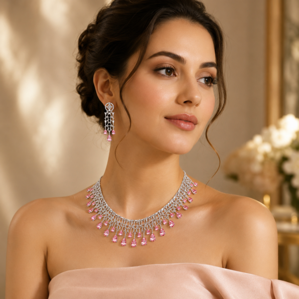artificial jewellery store near me American Diamond necklace set