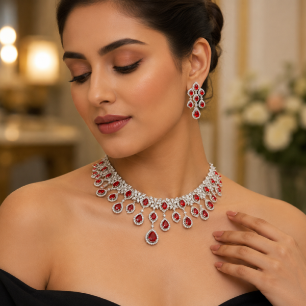 artificial jewellery store near me American Diamond necklace set
